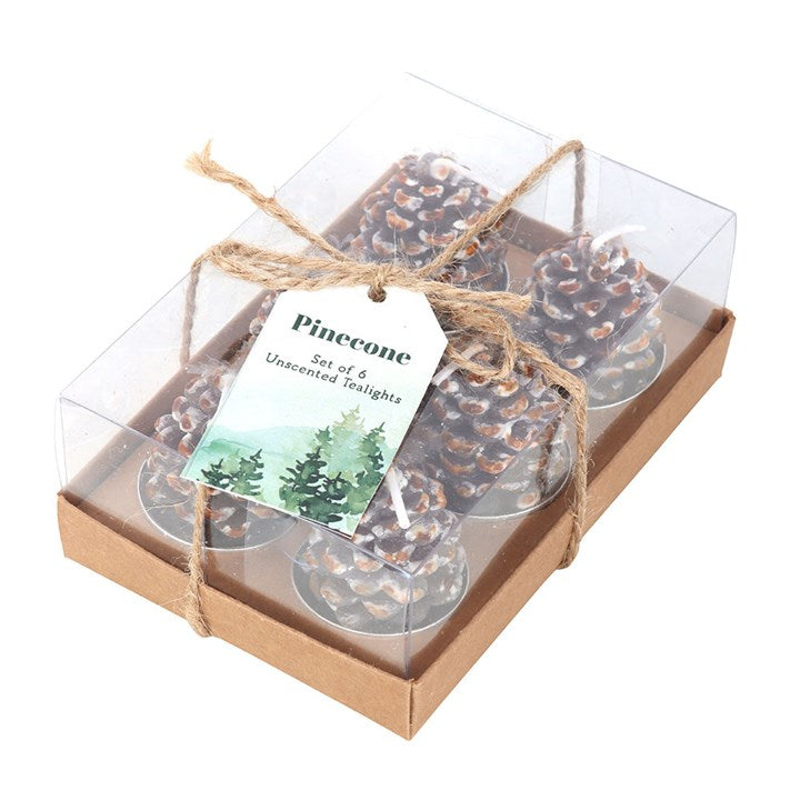 SET OF 6 PINECONE TEALIGHT CANDLES