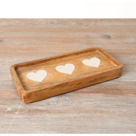 Wooden Etched Heart Tray