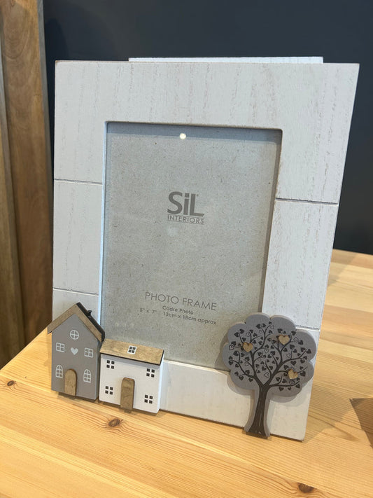 Wooden House and Tree Photo Frame