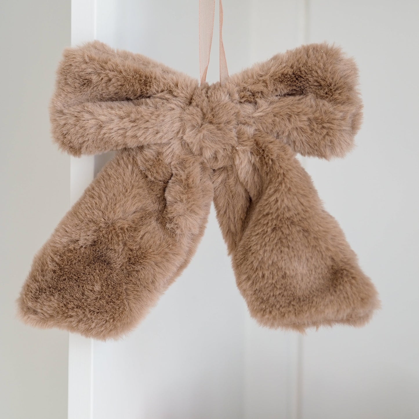 Beige Super Soft Faux Fur Decorative Bow