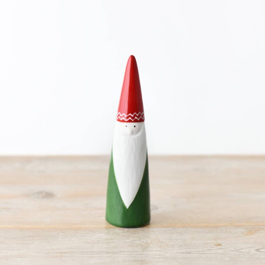 Tall Ceramic Red & Green Santa Decoration