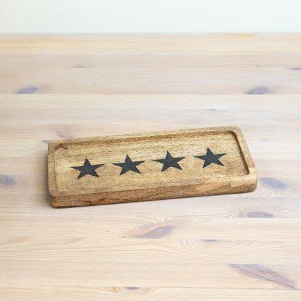Star Design Wooden Serving Tray, 30cm