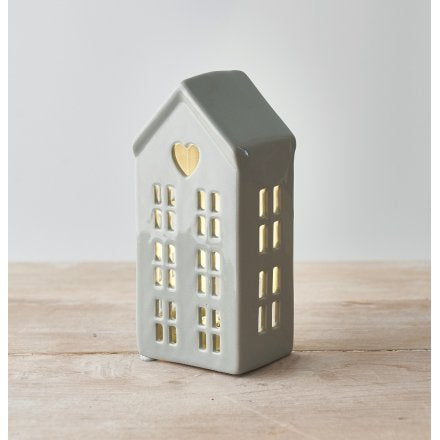 Dainty Grey Led House, 16cm