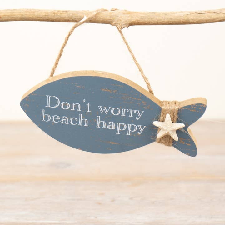 Dont Worry Wooden Fish Plaque