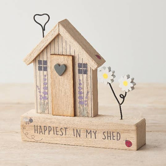"Happiest in My Shed" Wooden Plaque