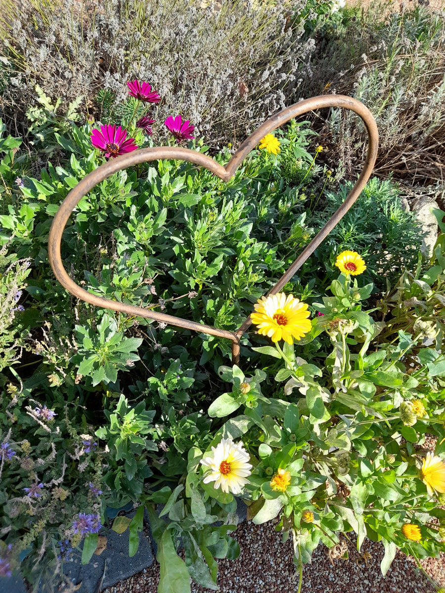 Small Metal Heart Garden Stake