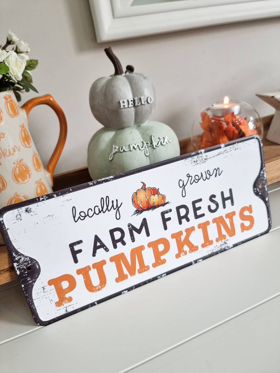 "Farm Fresh Pumpkins" Metal Sign