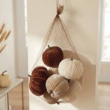Brown & White Pumpkins Mesh Bag