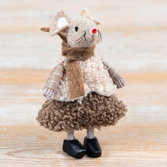 Fabric Standing Mice Deco, 11cm