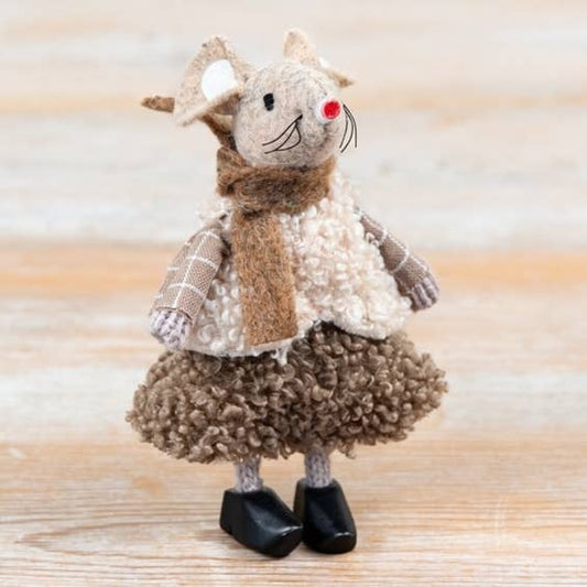 Fabric Standing Mice Deco, 11cm