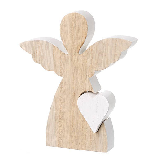 Wooden Angel with White Cut Out Star