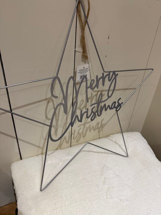 Merry Christmas Silver Metal Star