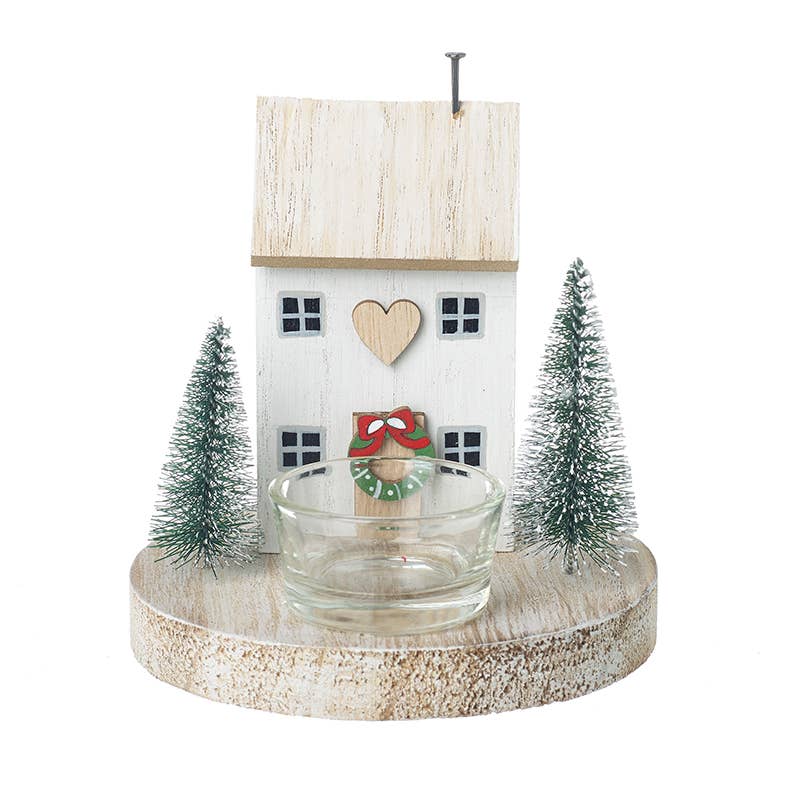 Wooden House T Light Holder