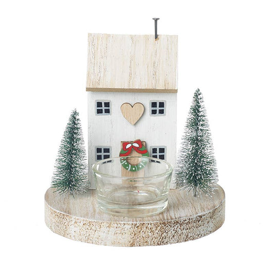 Wooden House T Light Holder