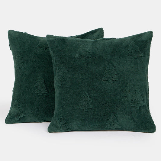 Tufted Winter Tree Cushion- Green