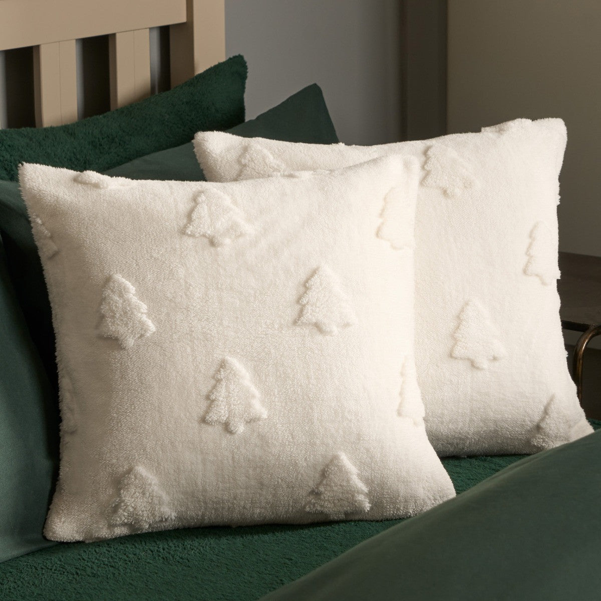 Tufted Winter Tree Cushion Covers - Cream