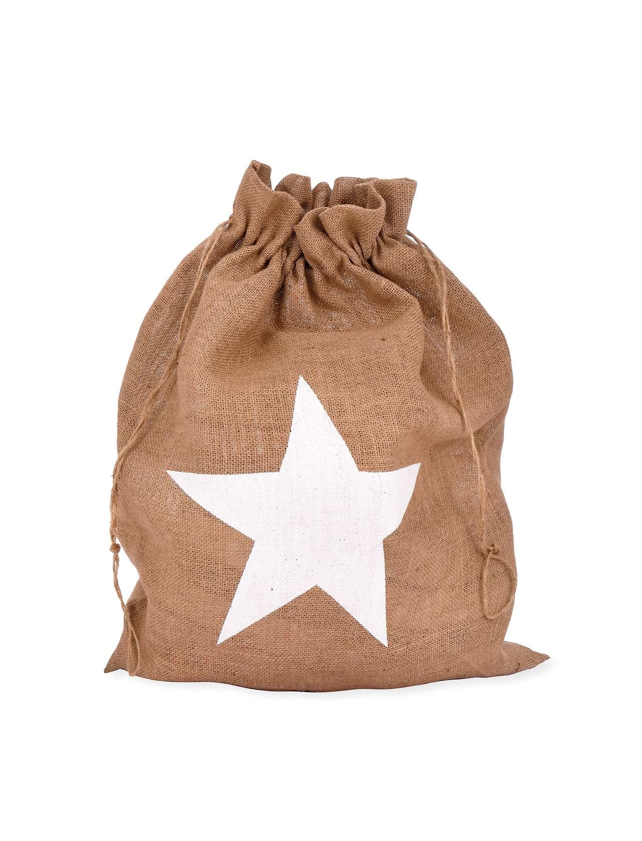 JUTE CHRISTMAS SACK WITH STAR PRINT
