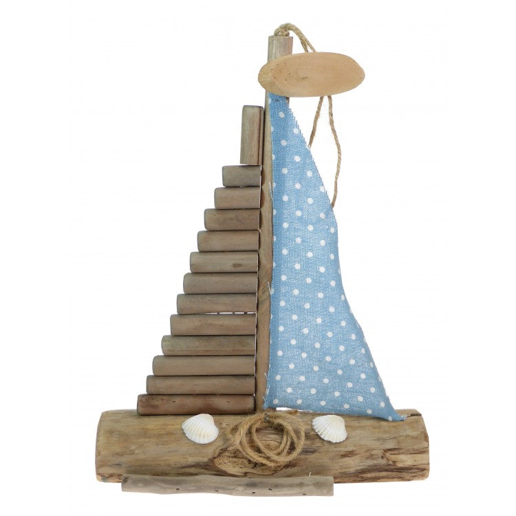 Driftwood Chunky Boat with Spotty Fabric Shade