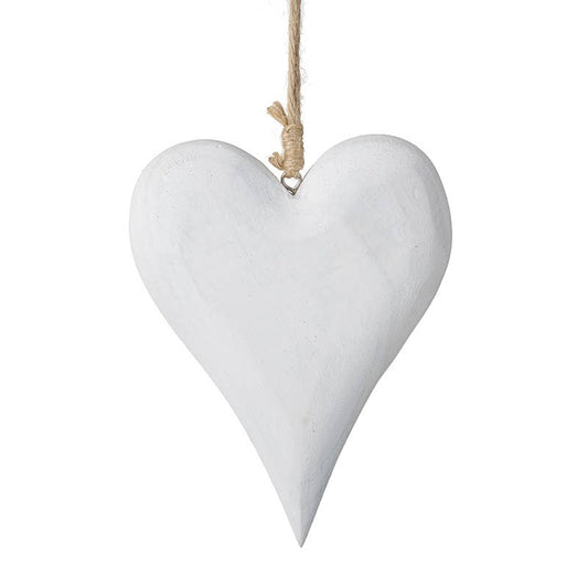 Wooden Hanging White Heart