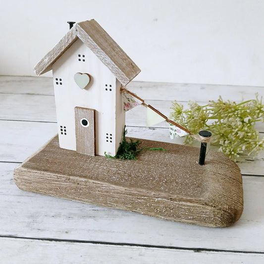 Rustic cottage with bunting