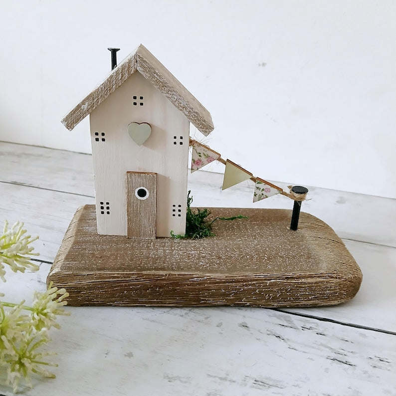 Rustic cottage with bunting
