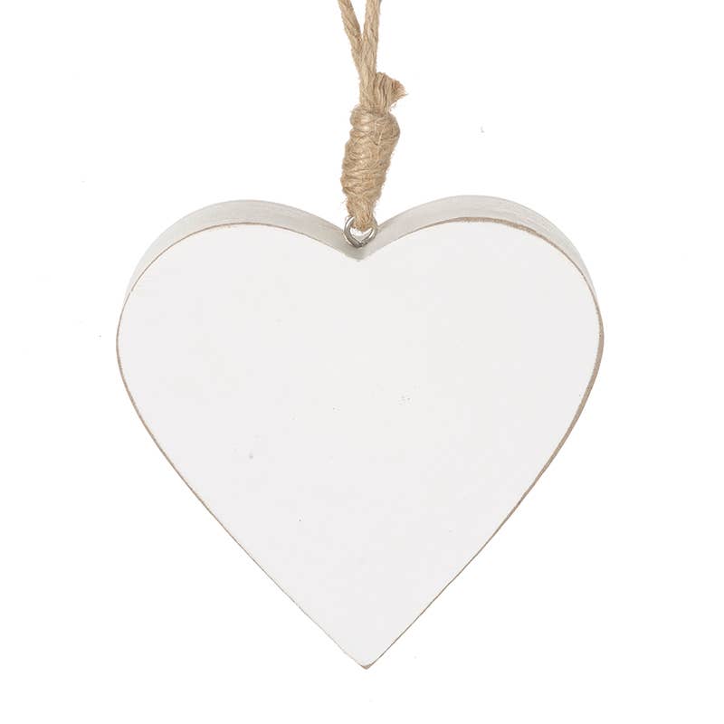 Wooden White Heart Hanger