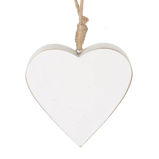 Wooden White Heart Hanger