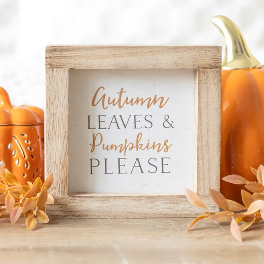Autumn Leaves & Pumpkins Please Wooden Sign