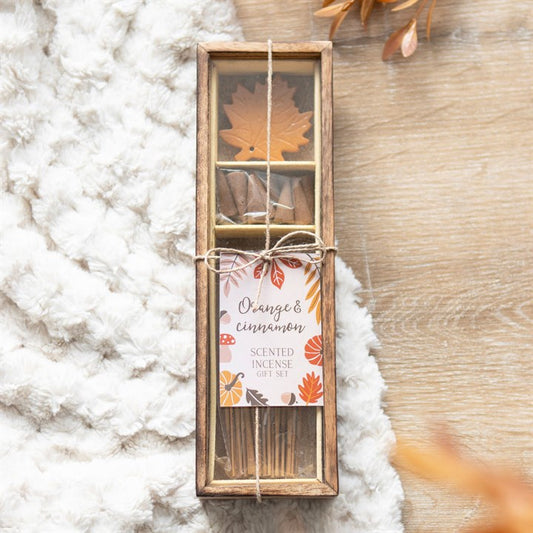 Autumn Leaf Orange & Cinnamon incense set