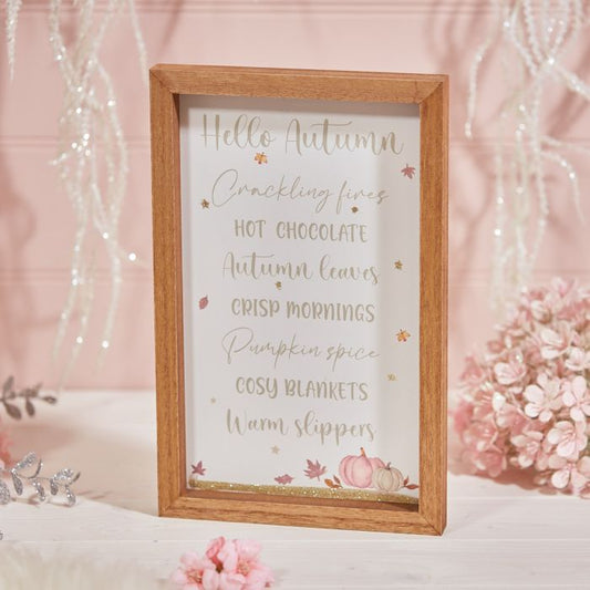 Pink Pumpkin Autumn Wooden Plaque