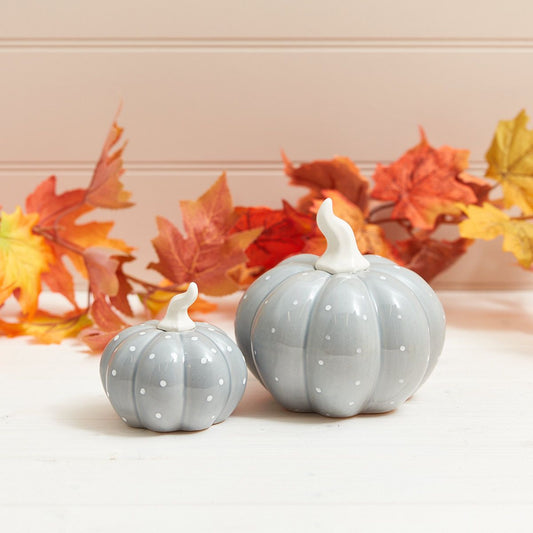 Pumpkin Set of 2 Grey spotty
