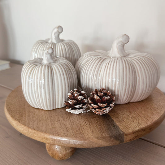 Cream Ceramic Large Pumpkin