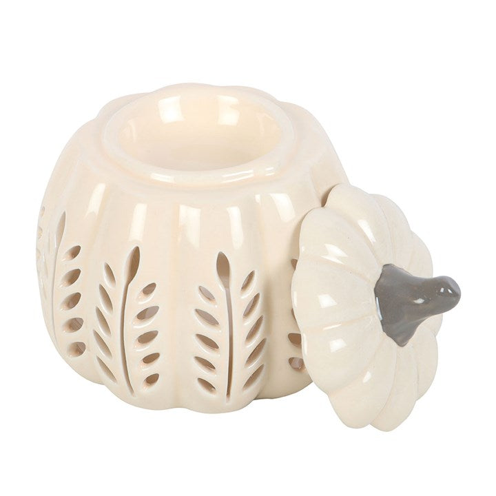 Cream Leaf Cut out Pumpkin Wax Burner
