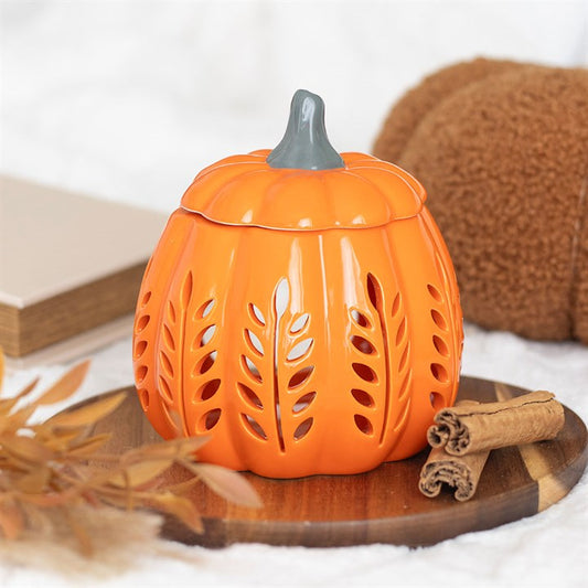 Orange Leaf cut out Pumpkin Wax Burner