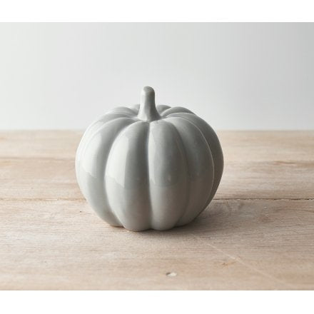 Grey Ceramic Pumpkin
