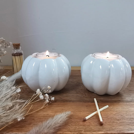 White Ceramic Pumpkin Tealight holder
