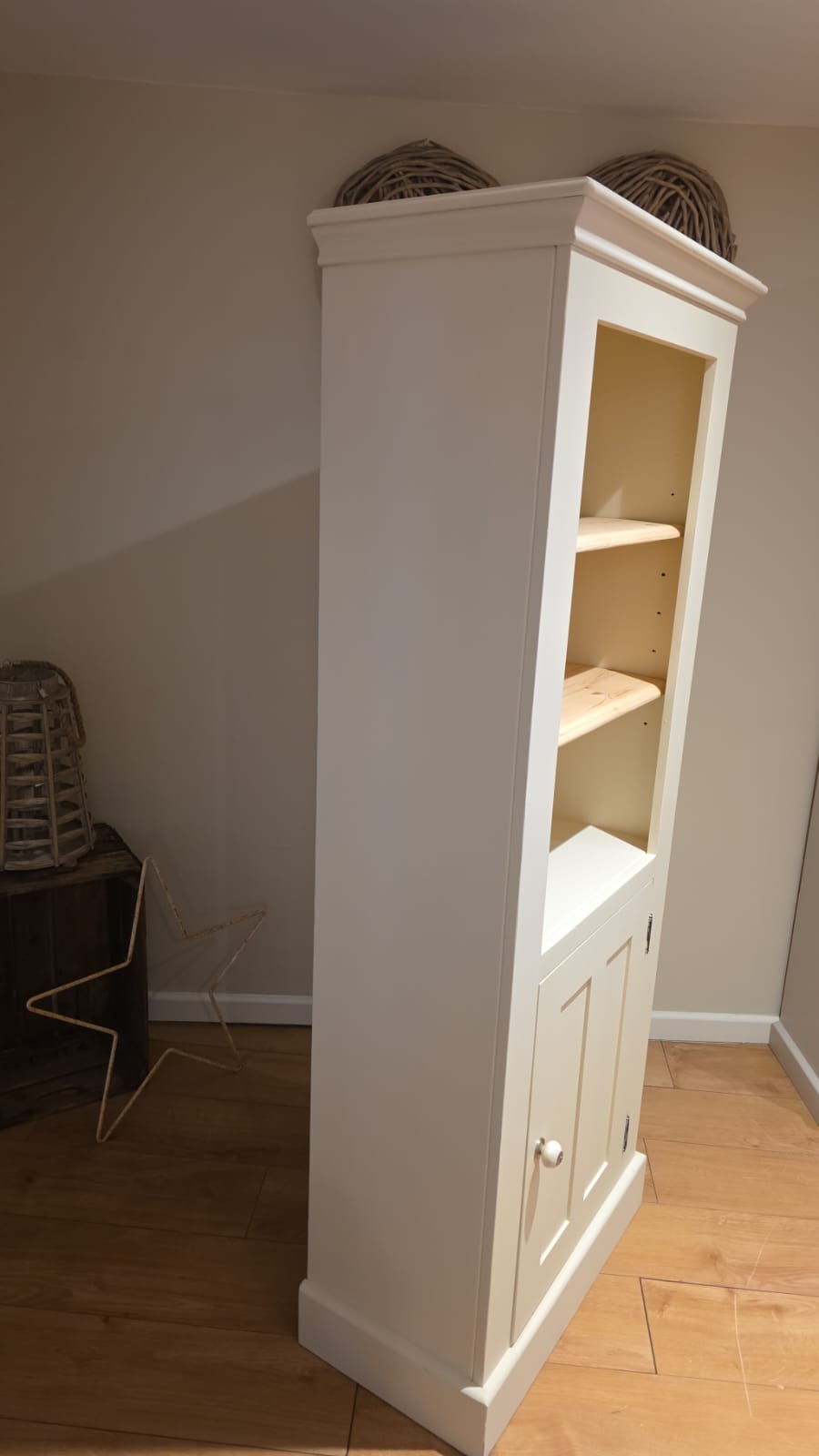 Solid Pine Bookcase with cupboard