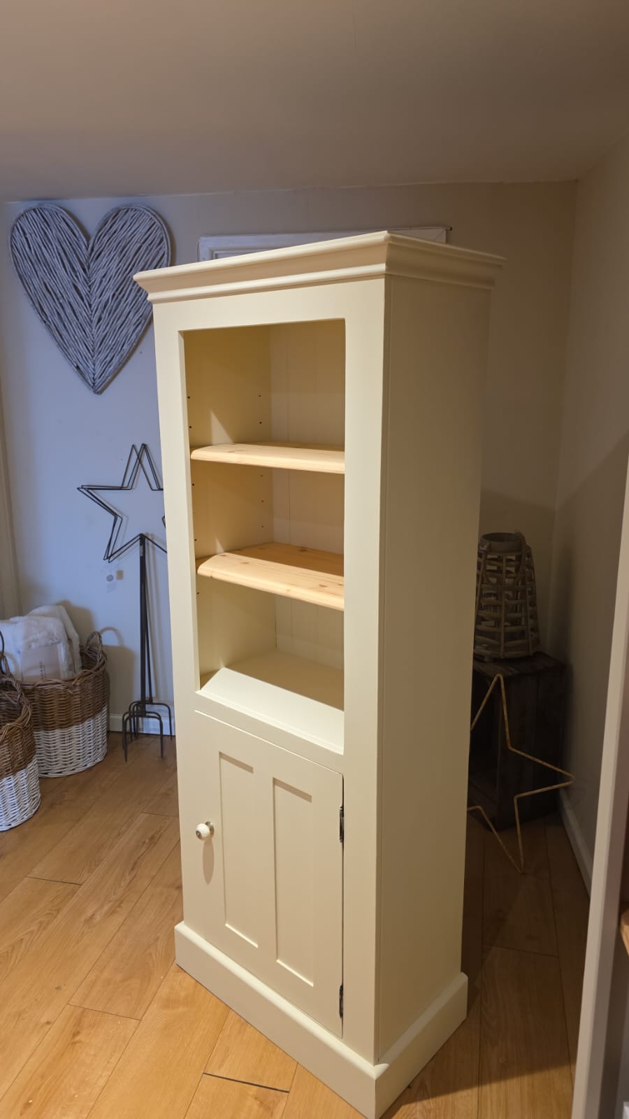 Solid Pine Bookcase with cupboard