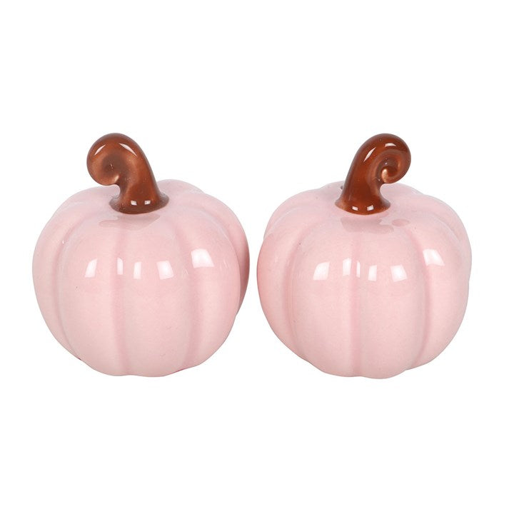 PINK CURLY PUMPKIN SALT AND PEPPER SHAKERS
