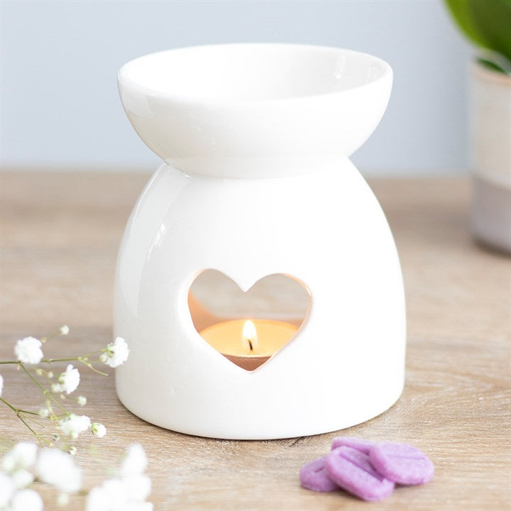 WHITE HEART CUT OUT WAX BURNER