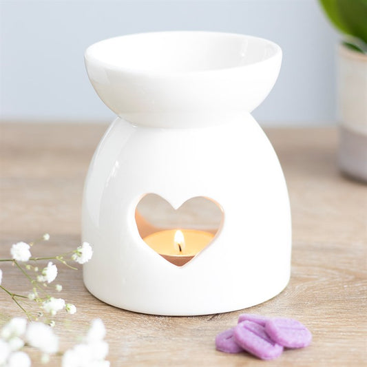 WHITE HEART CUT OUT WAX BURNER