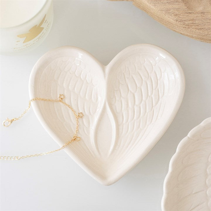 OFF WHITE ANGEL WING HEART TRINKET DISH
