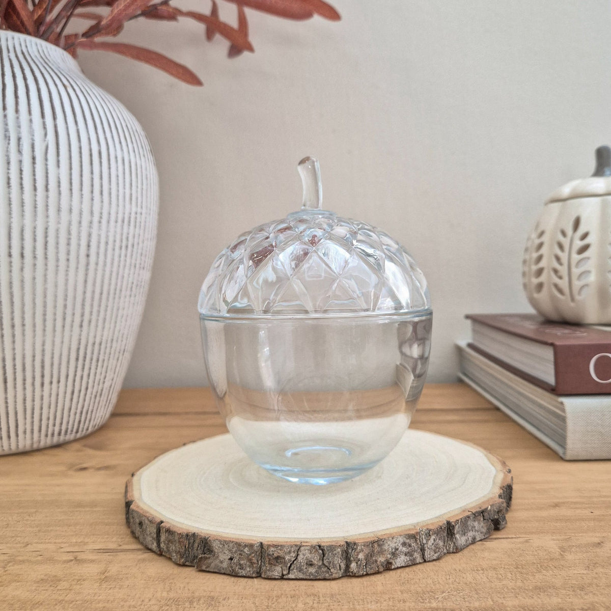 GLASS ACORN POT, 15CM