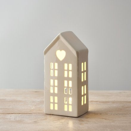 DAINTY WHITE LED HOUSE, 16CM