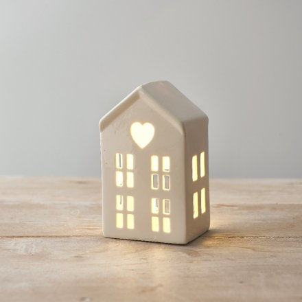 DAINTY WHITE LED HOUSE, 12CM